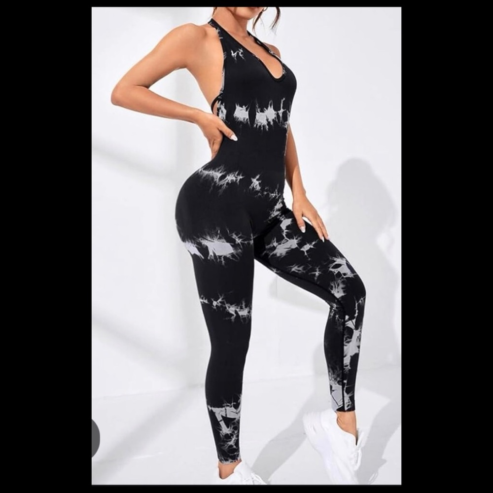 Tie Dye One Piece Yoga/Gym  Seamless Sleeveless Backless Body/Jumpsuit BY YUNOGA